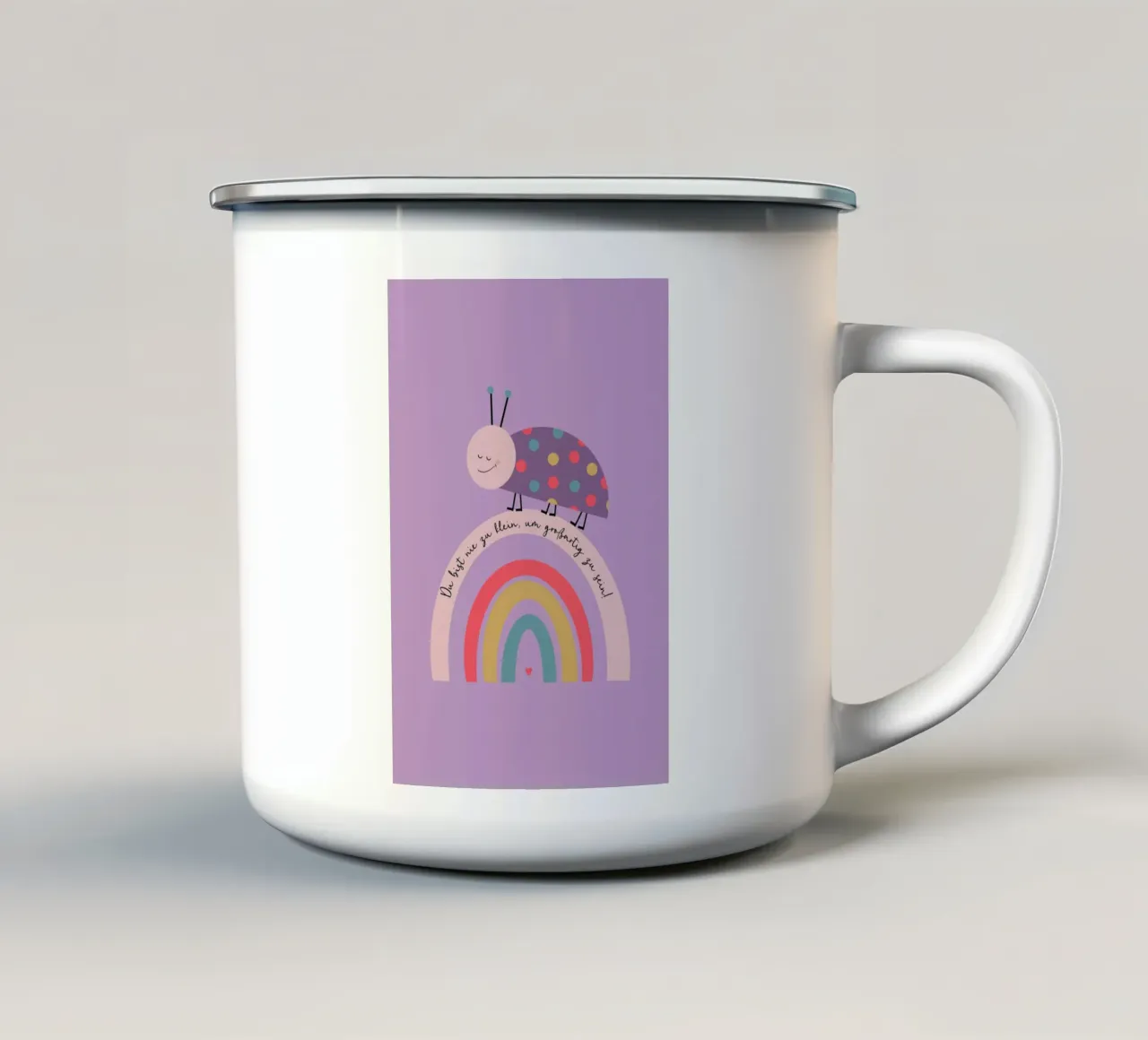 Nie zu klein um großartig zu sein - Käfer enamel mug by maramirage