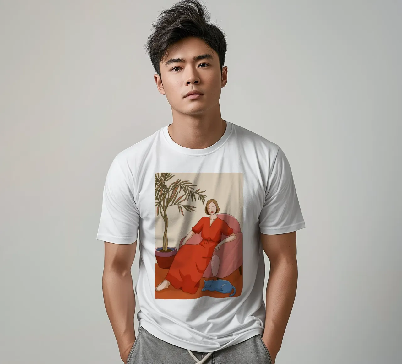 Donna in rosso t-shirt da Kamera Obskura
