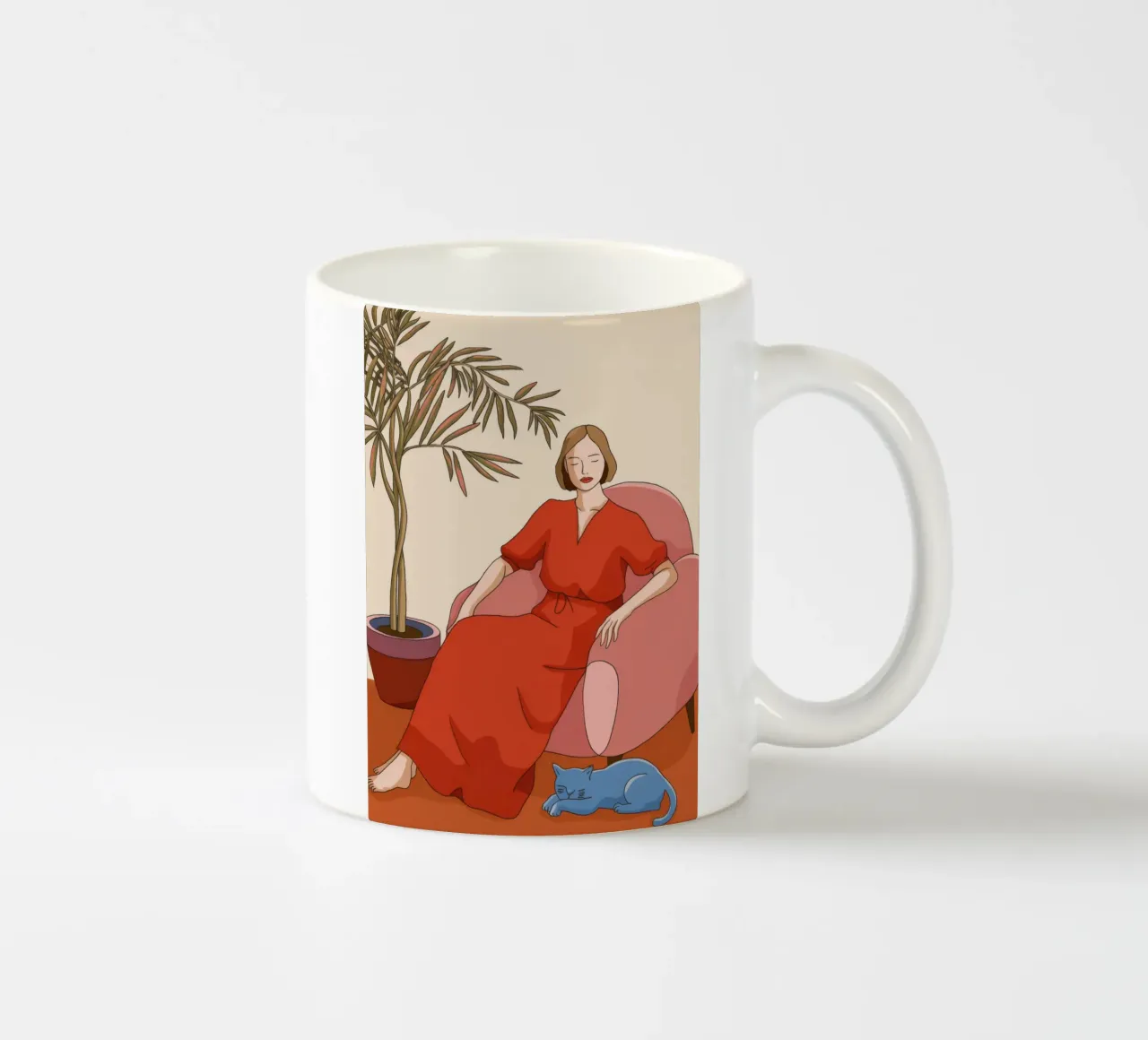 Donna in rosso tazza in ceramica da Kamera Obskura
