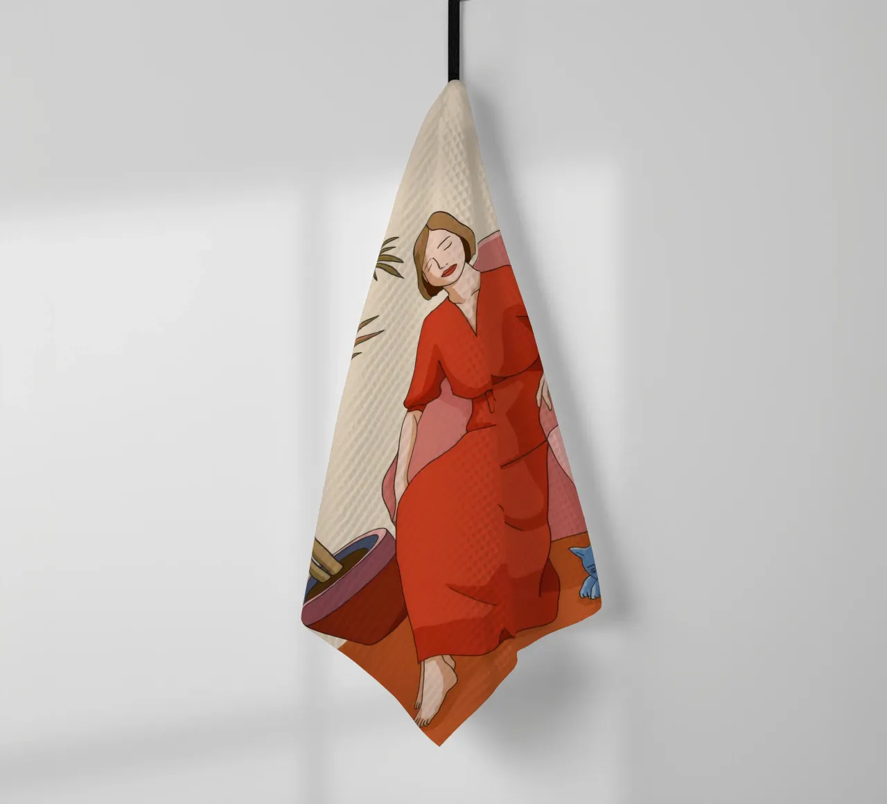 Donna in rosso canovaccio da cucina da Kamera Obskura