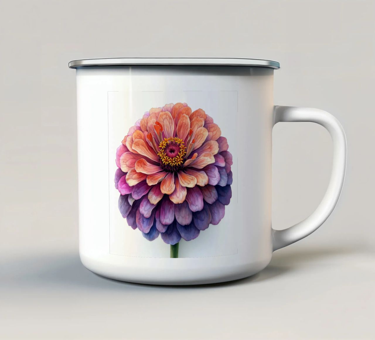 Zinnia Elegans Fiore tazza in smalto da Bold Blooms