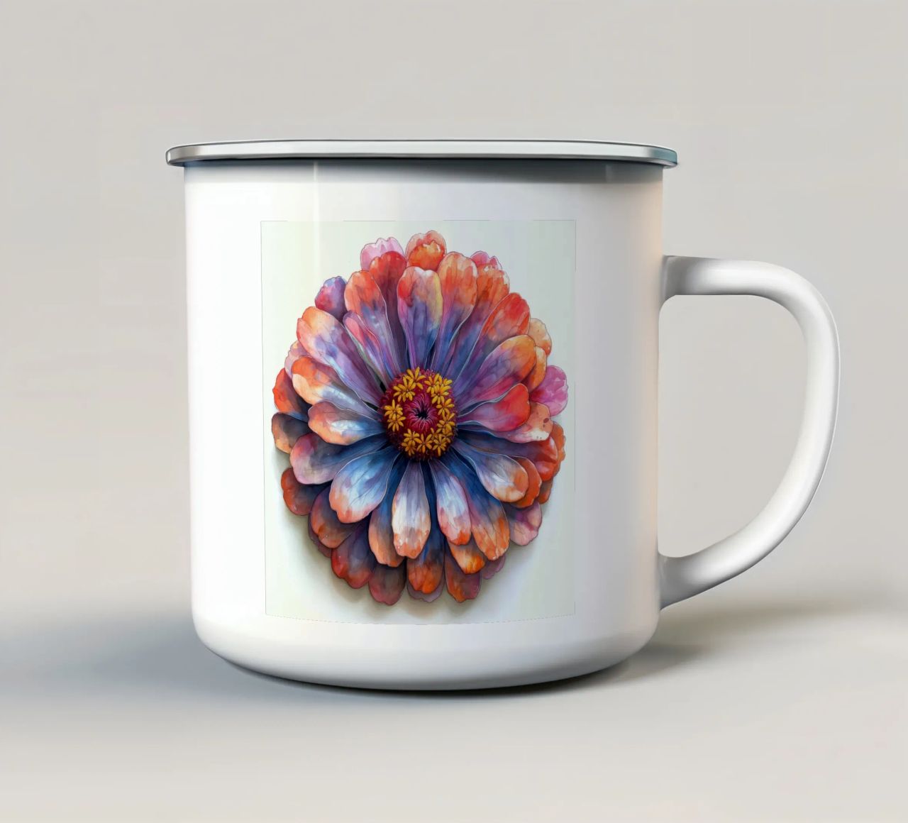 Zinnia Elegans Fiore tazza in smalto da Bold Blooms