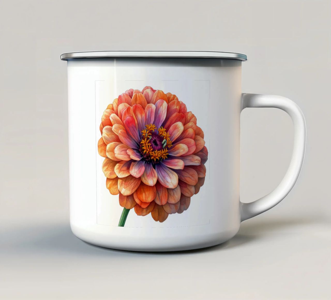 Zinnia Elegans Fiore tazza in smalto da Bold Blooms