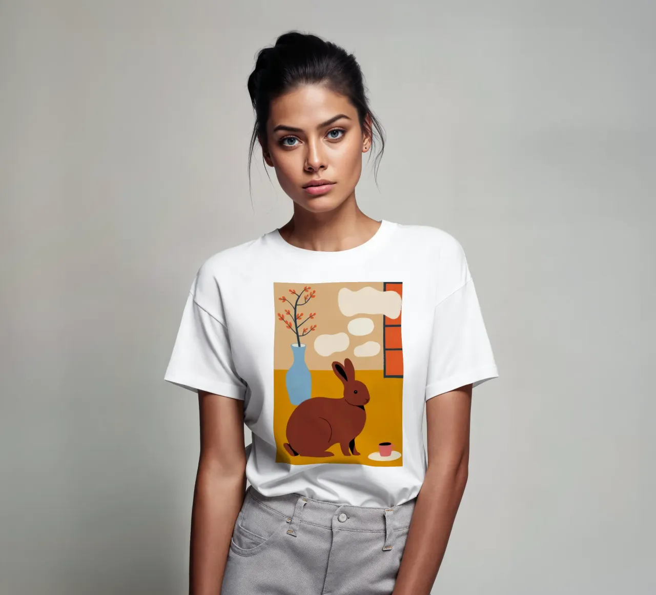 Coniglio e vaso t-shirt da Kamera Obskura