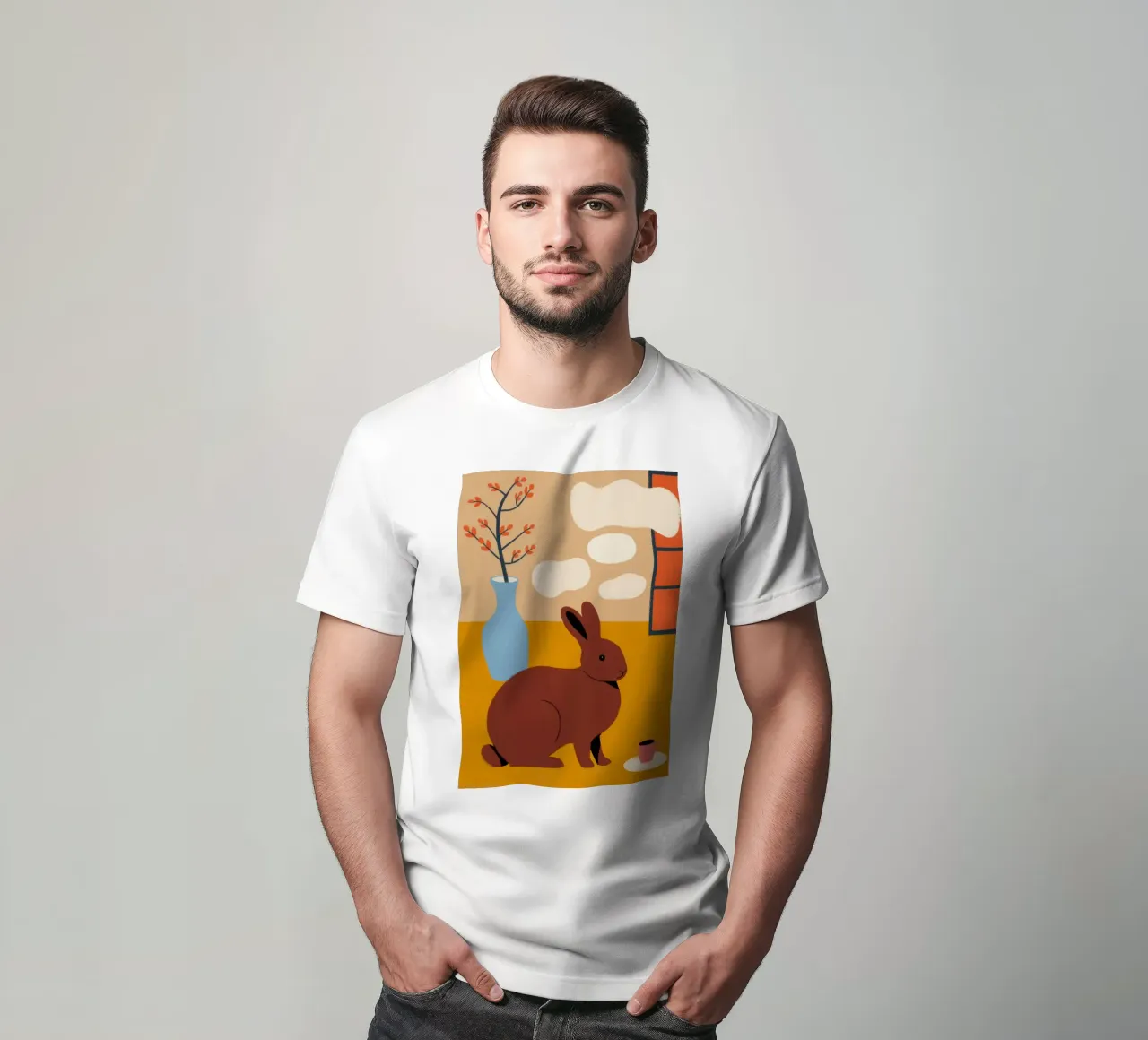 Coniglio e vaso t-shirt da Kamera Obskura