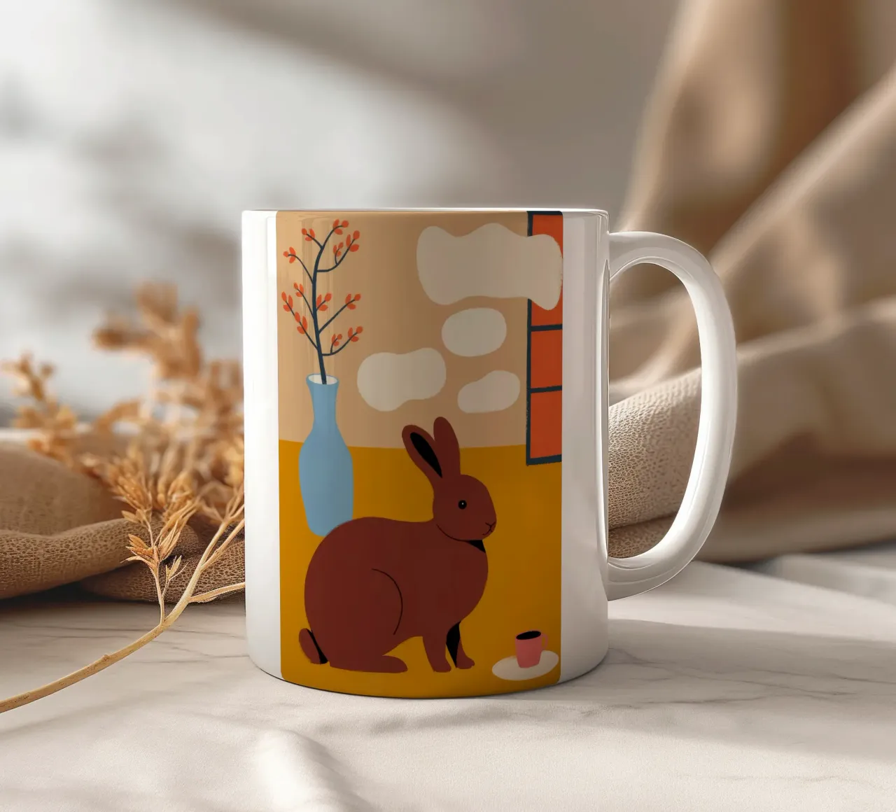 Coniglio e vaso tazza in ceramica da Kamera Obskura