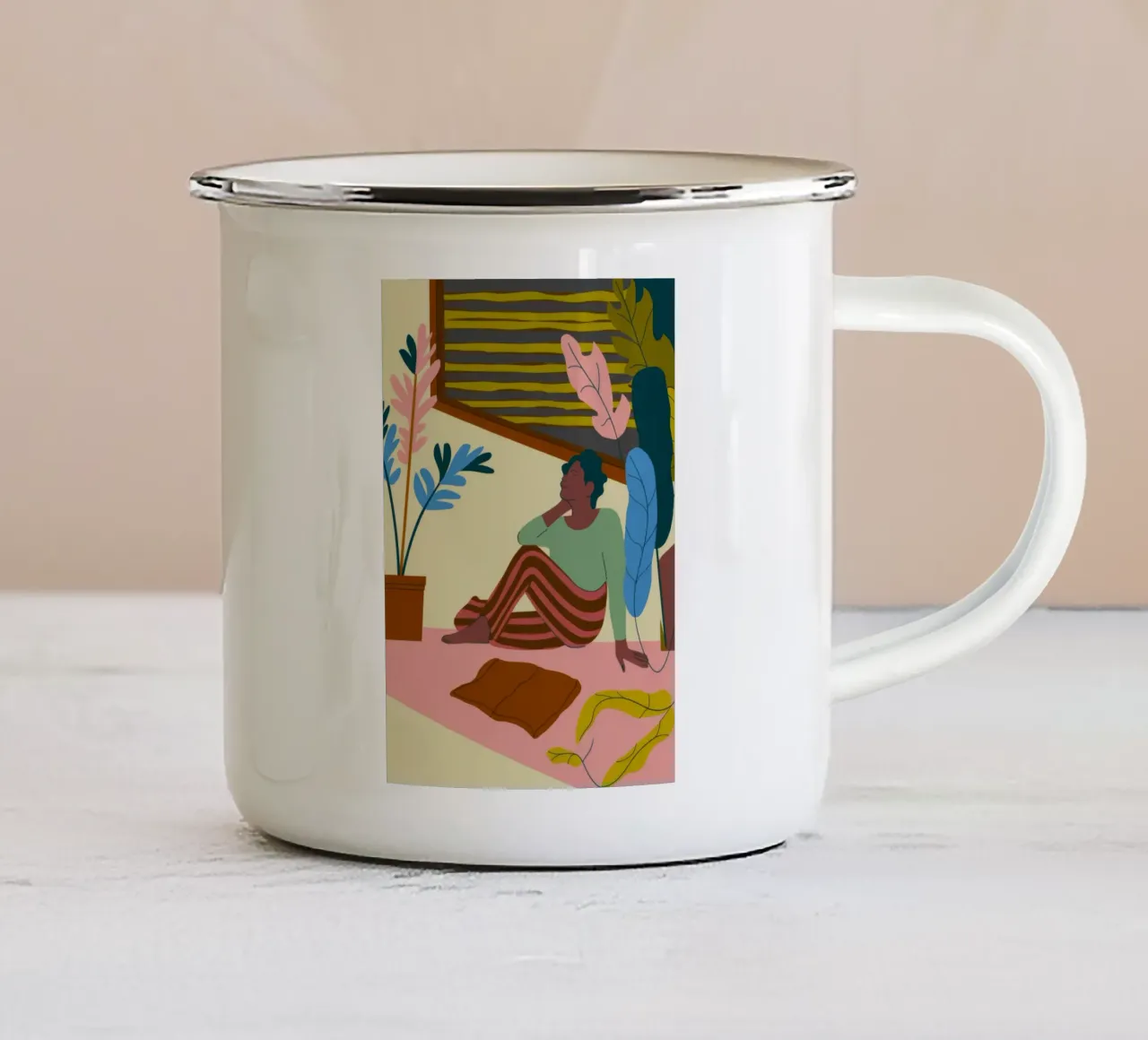 Uomo con piante tazza in smalto da Kamera Obskura