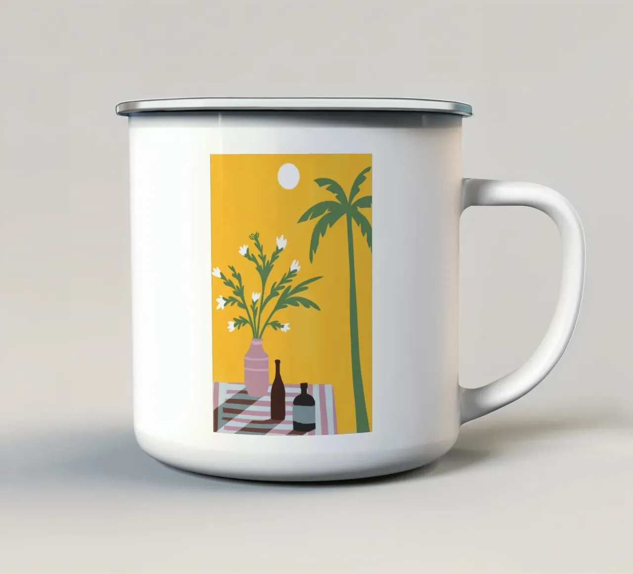 Palma e vaso tazza in smalto da Kamera Obskura