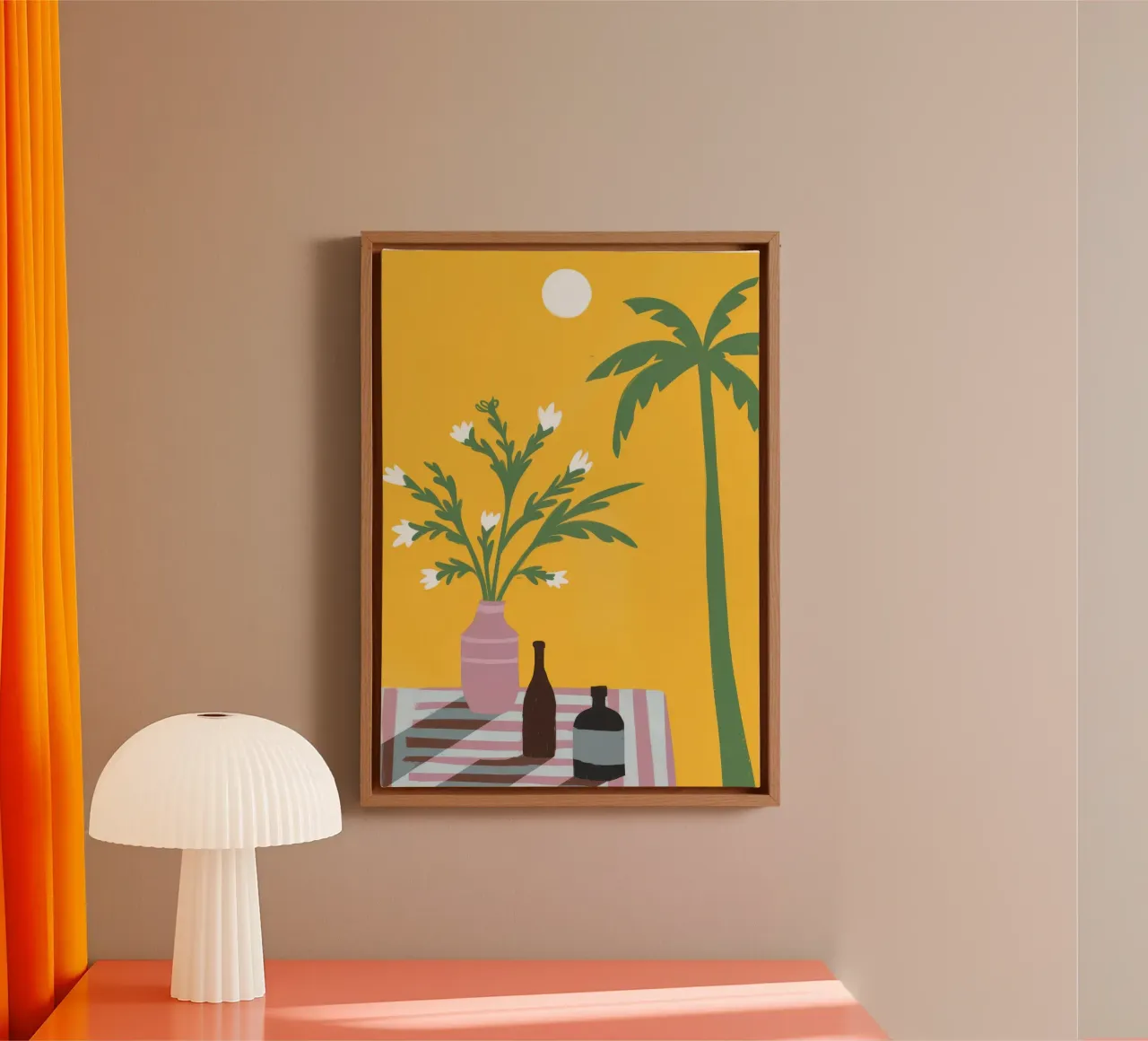 Palm en vaas canvas met Baklijst van Kamera Obskura