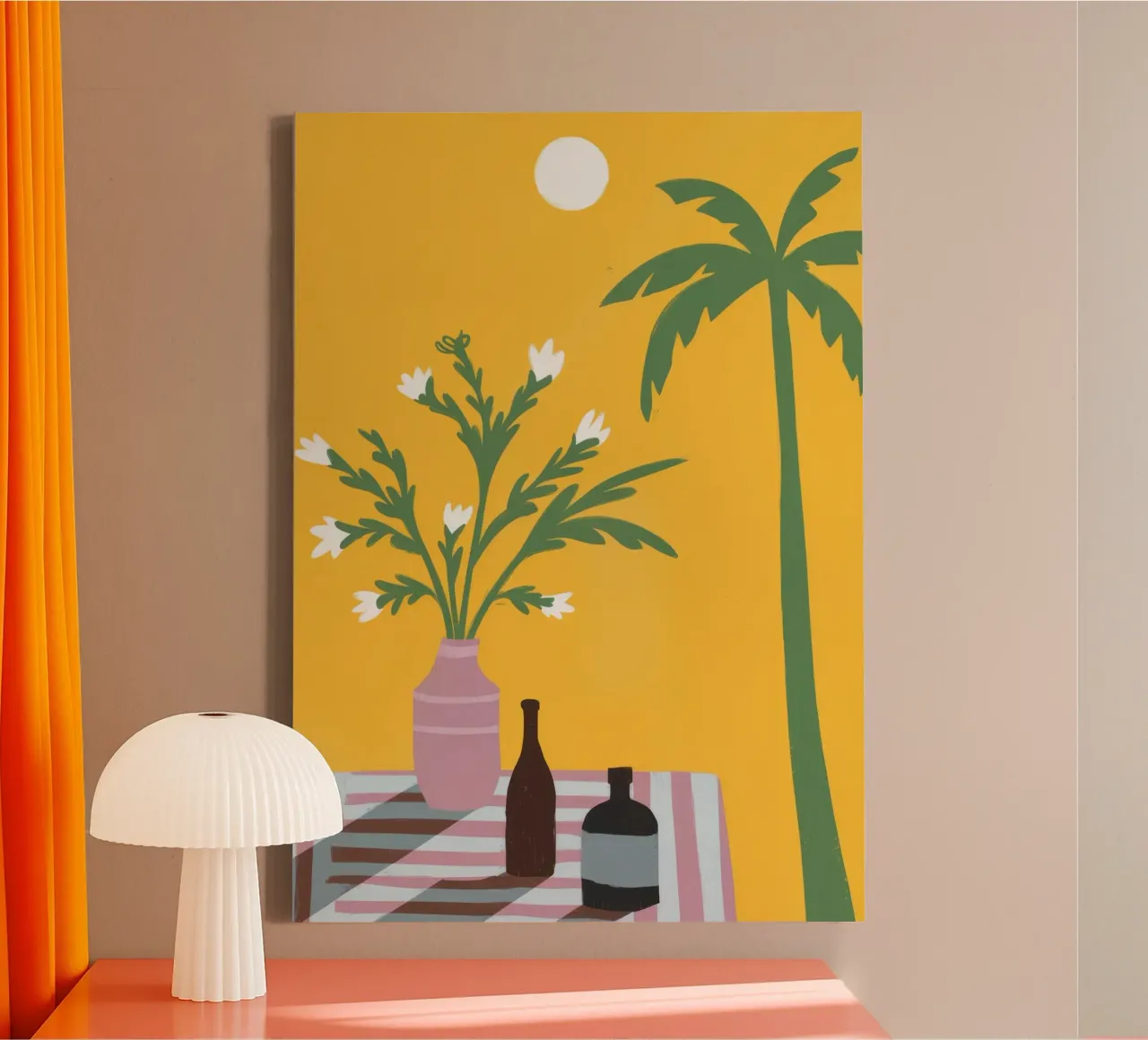Palm en vaas canvas met Baklijst van Kamera Obskura