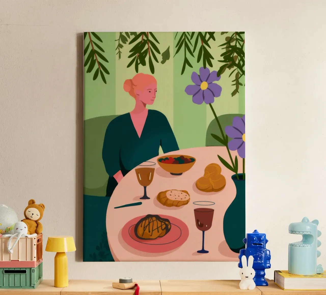 Dining Table Scene canvas with Floater frame by Kamera Obskura