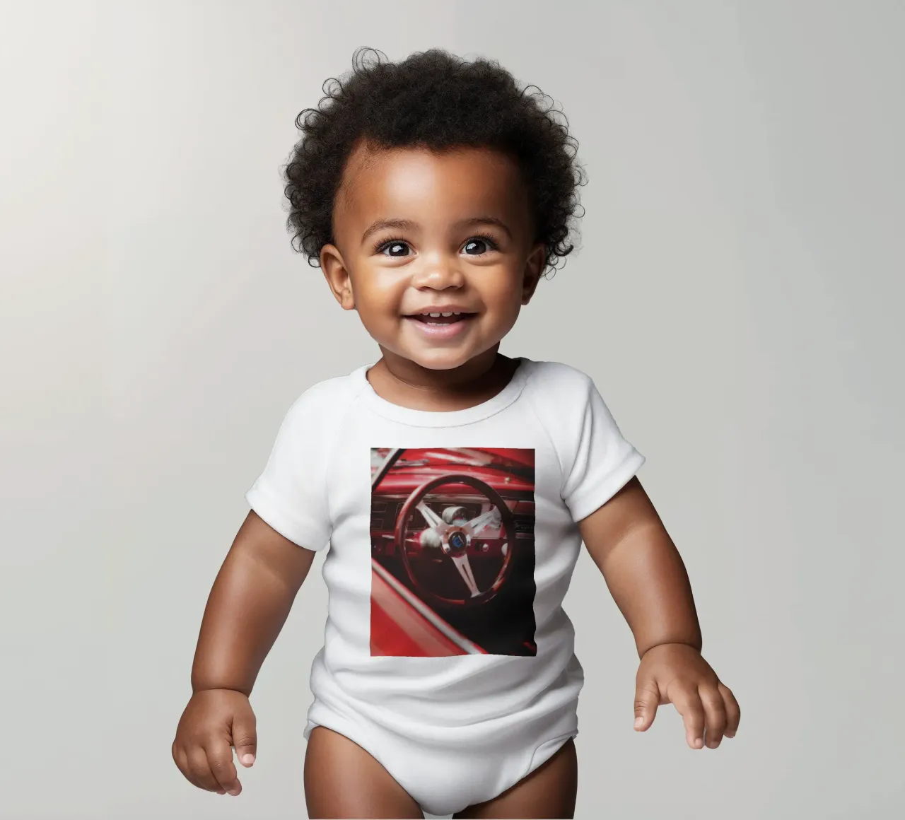 Auto rossa body neonato maniche corte da Dave Hare Photography