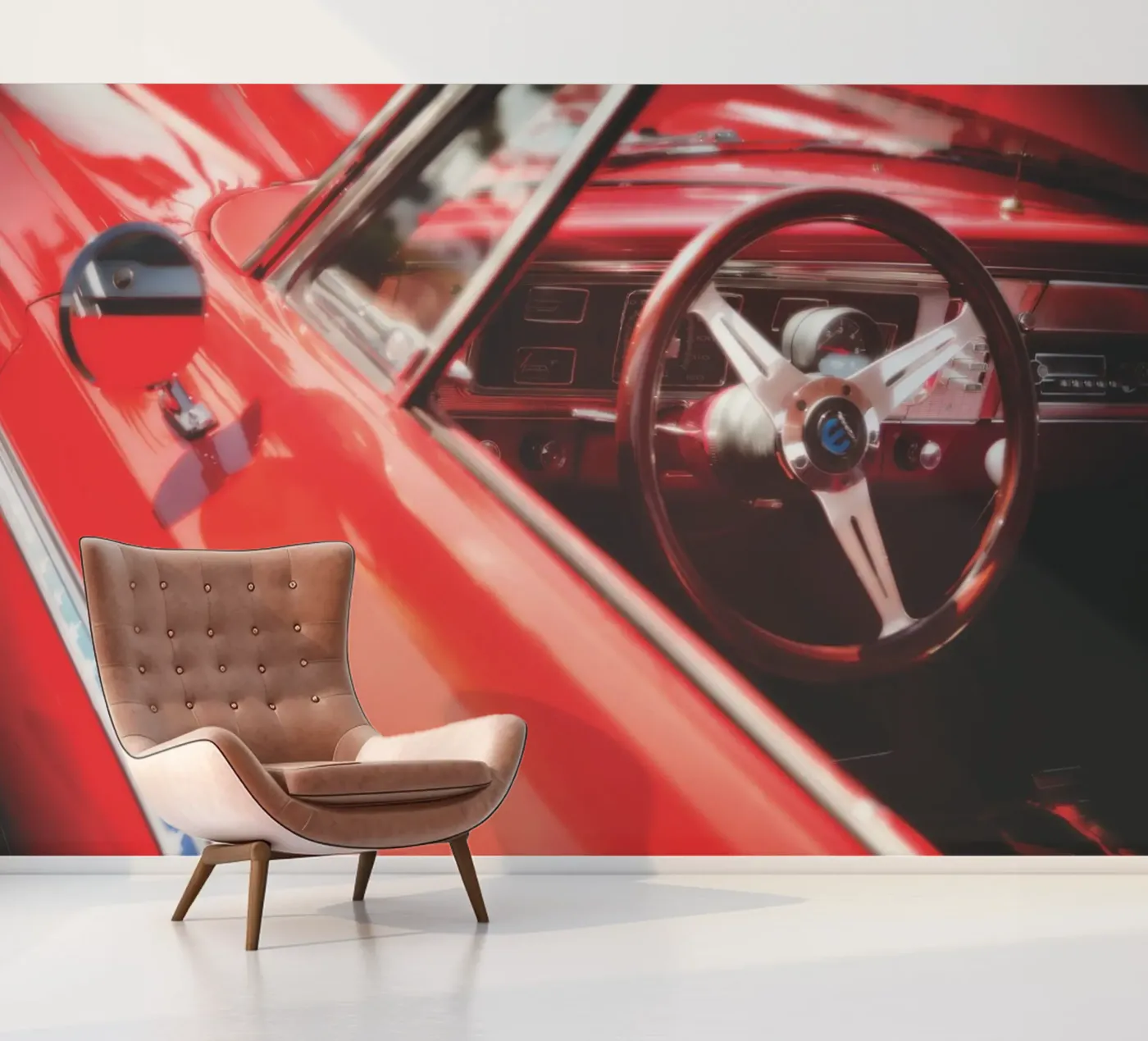 Rode auto fotobehang van Dave Hare Photography