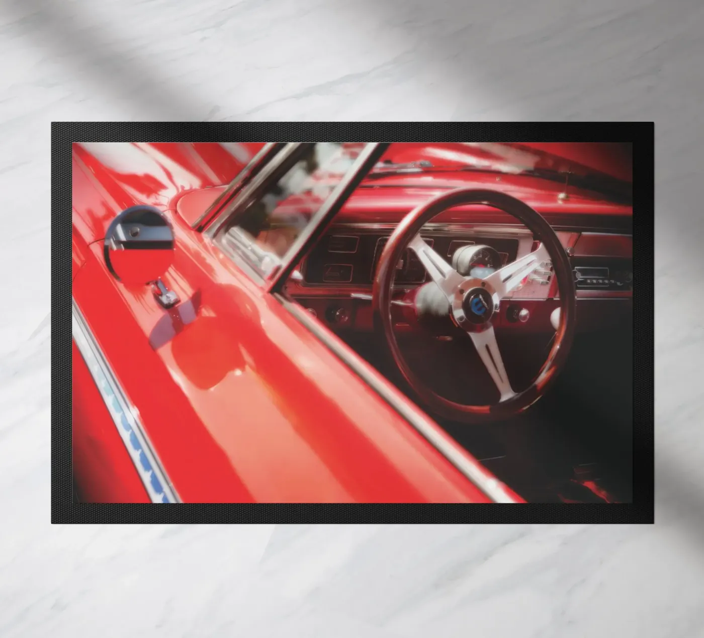 Red Car doormat by Dave Hare Photography