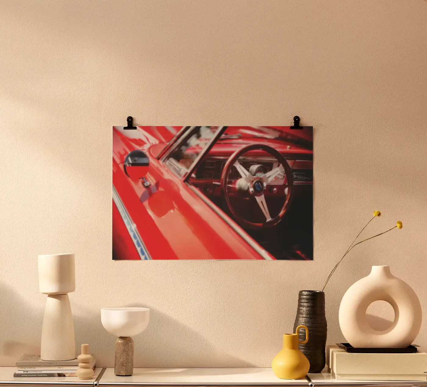 Rotes Auto Poster von Dave Hare Photography