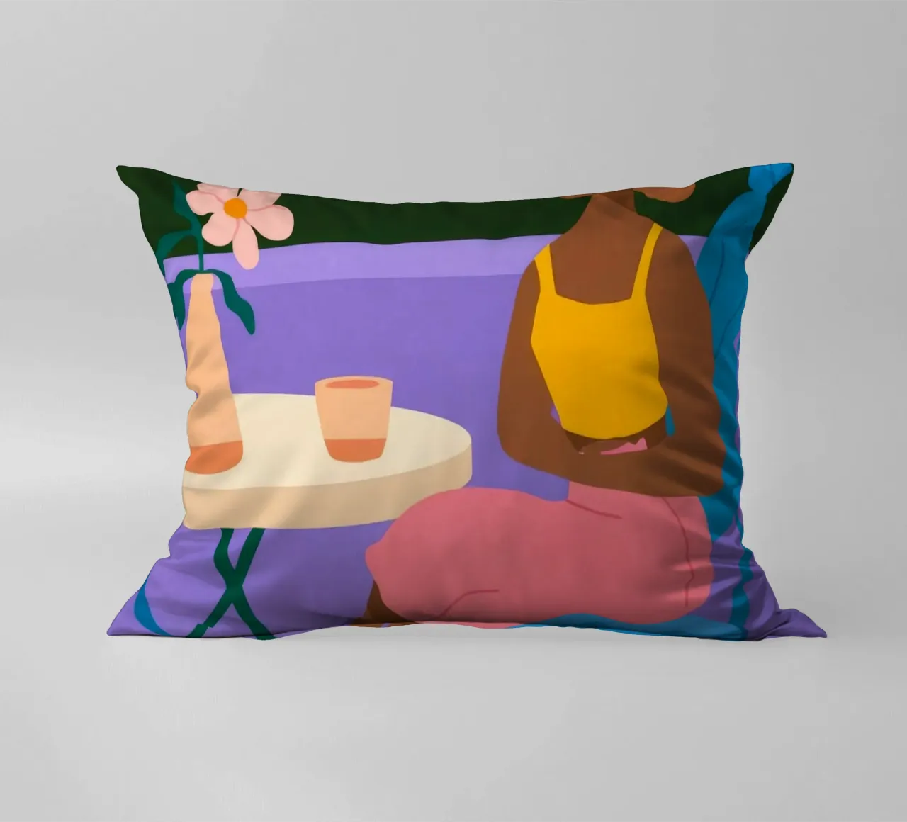 Woman at Table decorative cushion by Kamera Obskura
