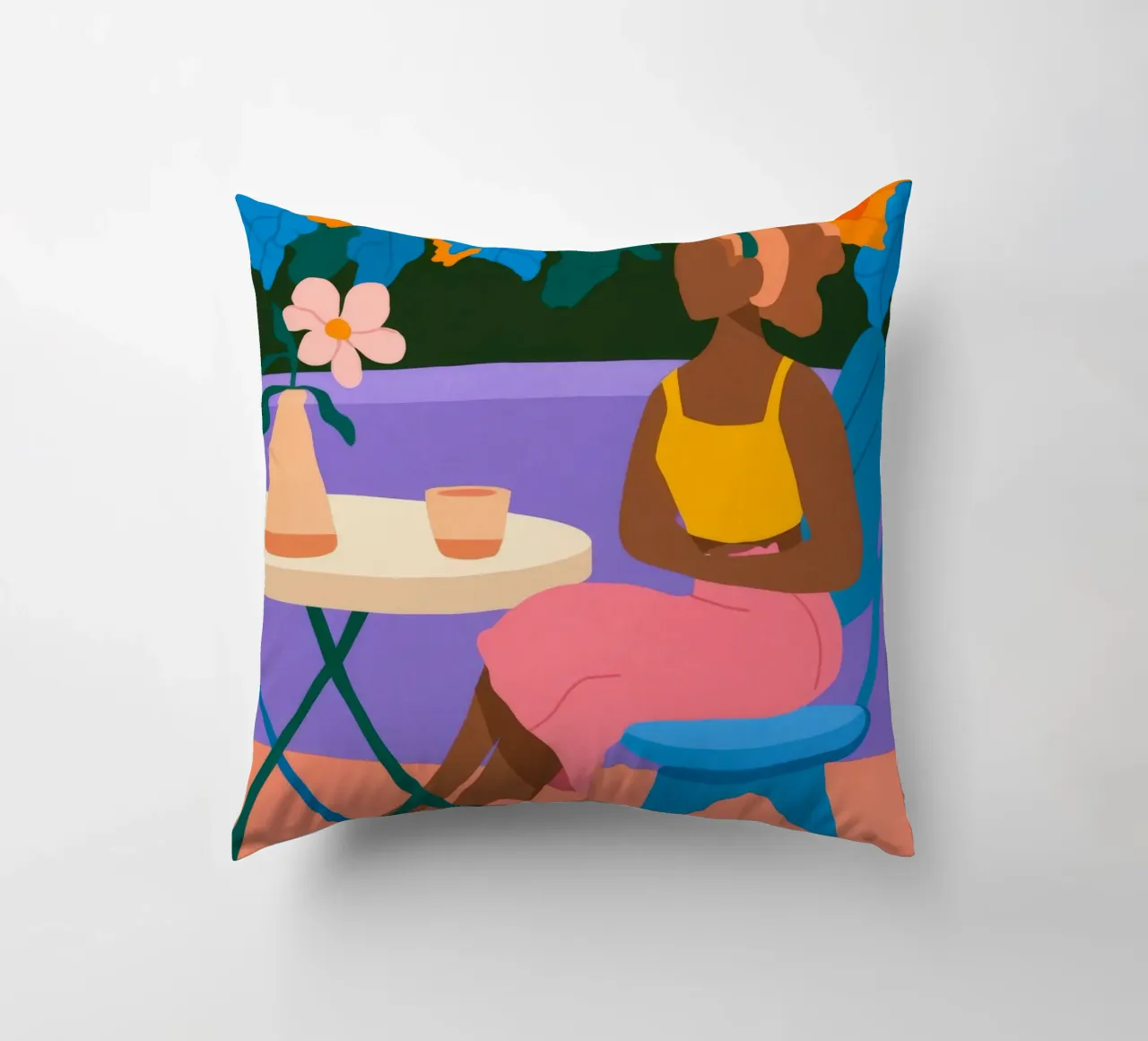 Woman at Table decorative cushion by Kamera Obskura