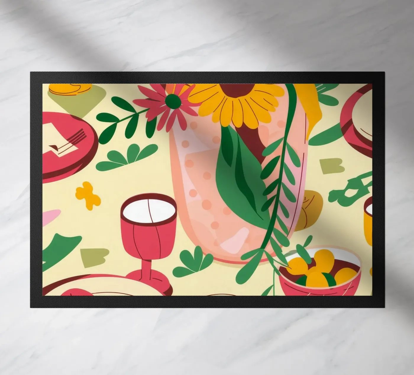 Floral Table Setting doormat by Kamera Obskura