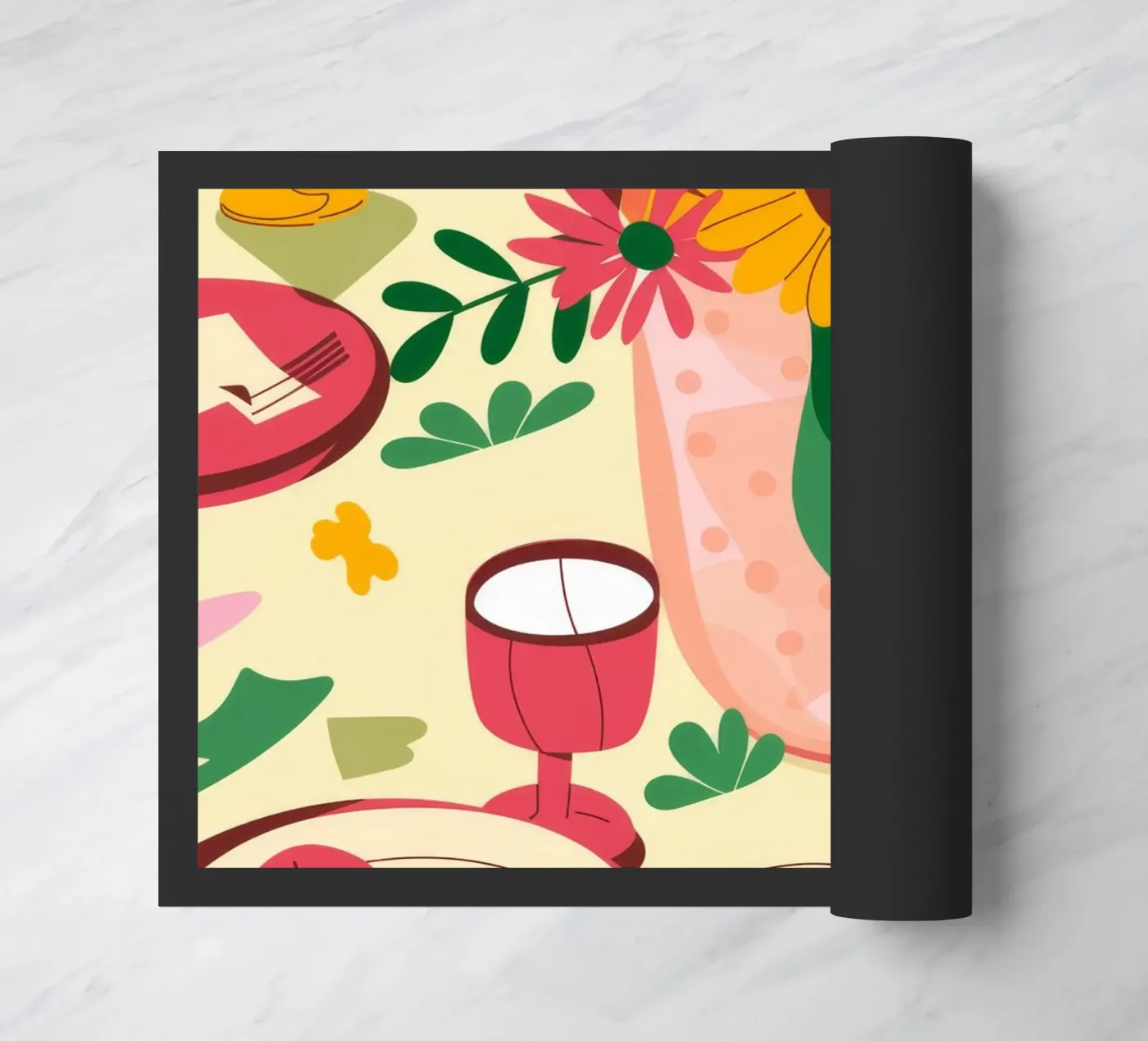 Floral Table Setting doormat by Kamera Obskura