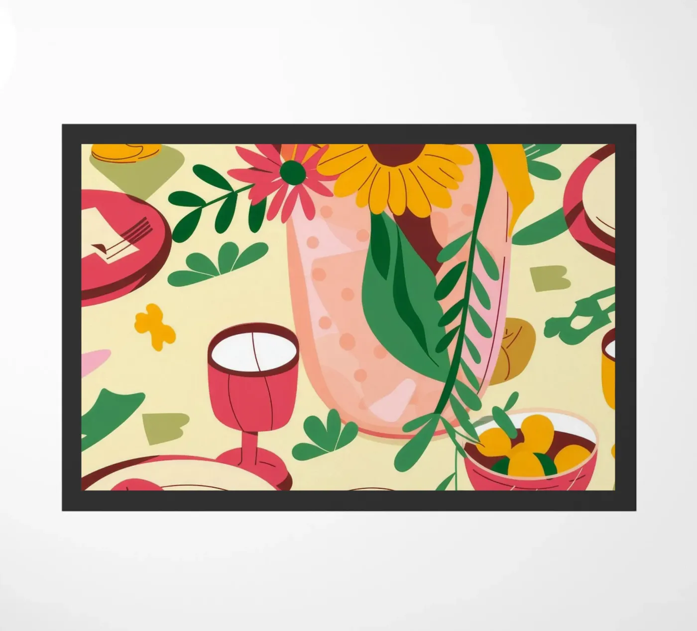 Floral Table Setting doormat by Kamera Obskura