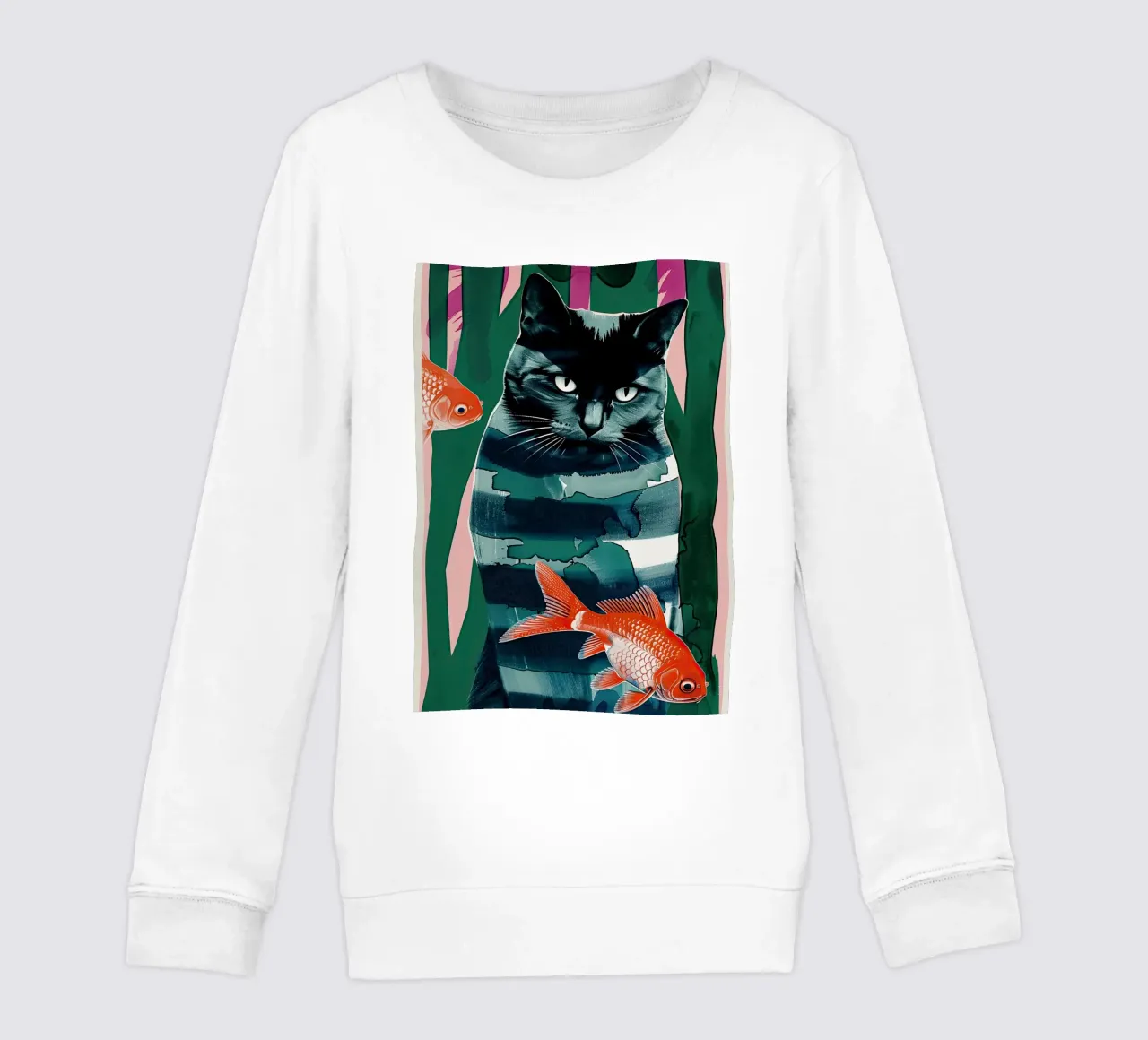 gatto nero e pesce rosso felpa bambino da DaarbyN