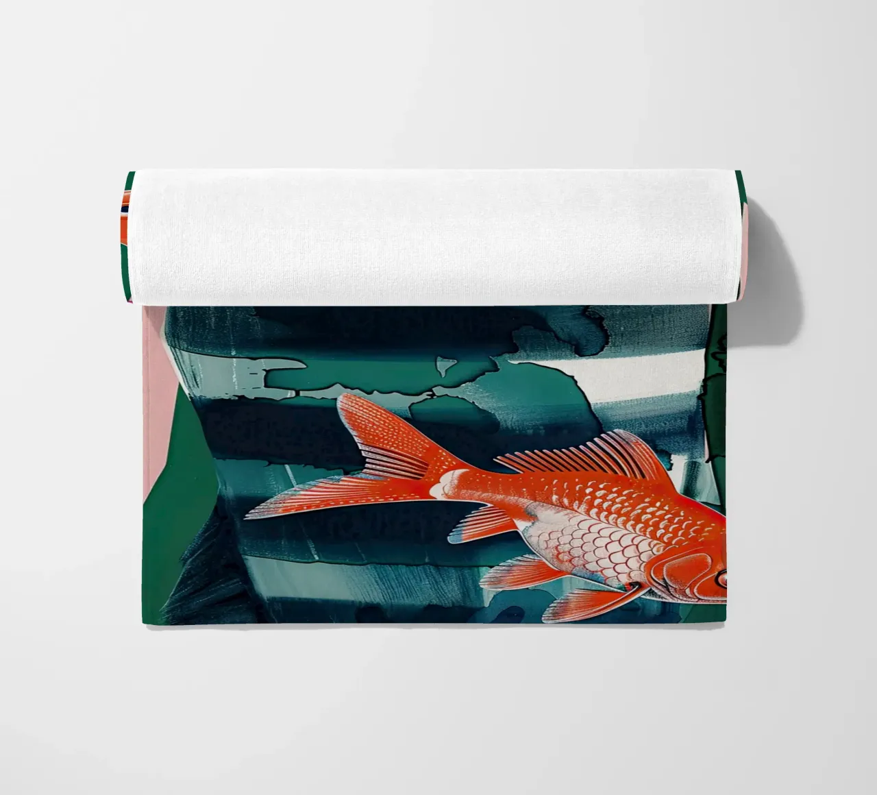 black cat and goldfish beach towel by DaarbyN