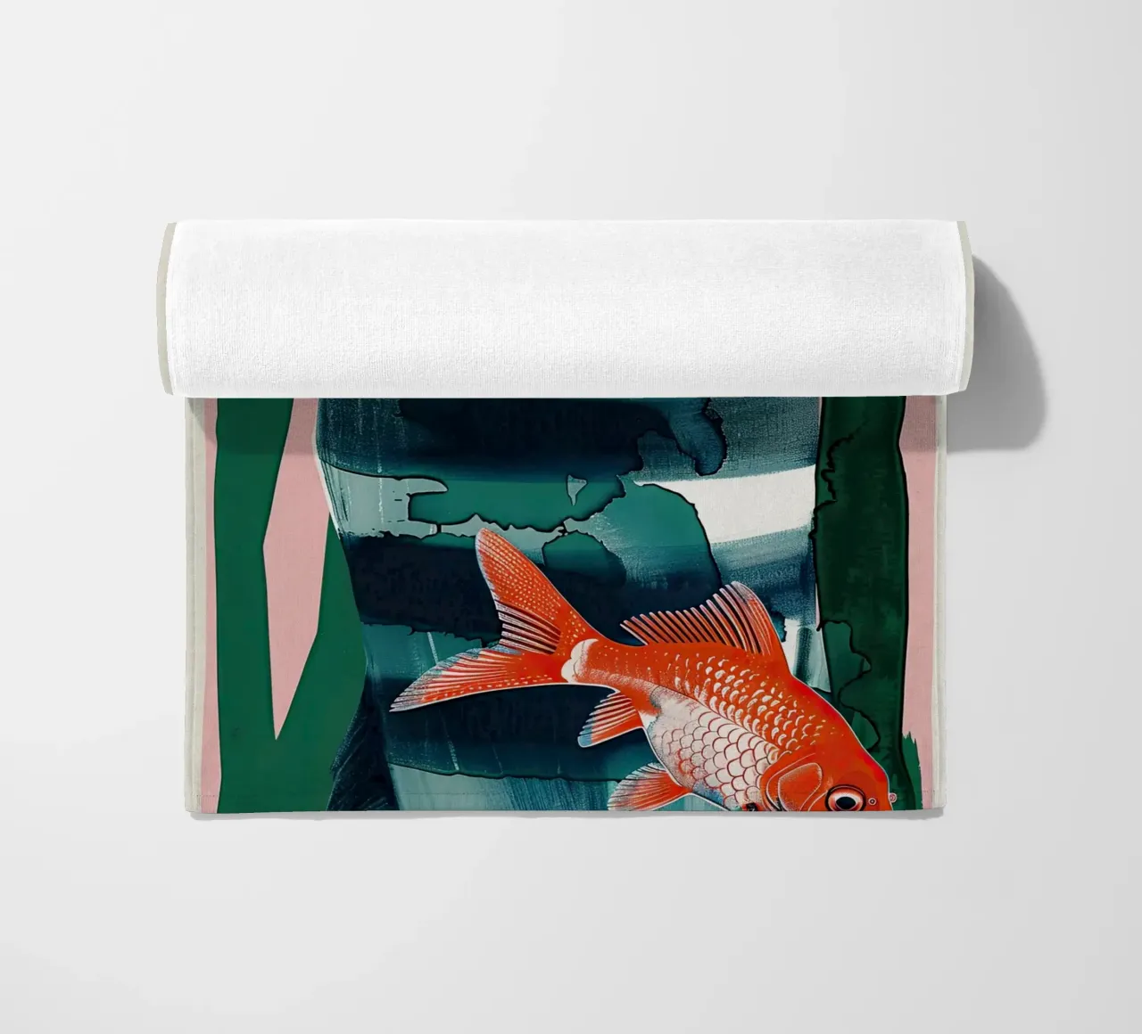 black cat and goldfish beach towel by DaarbyN
