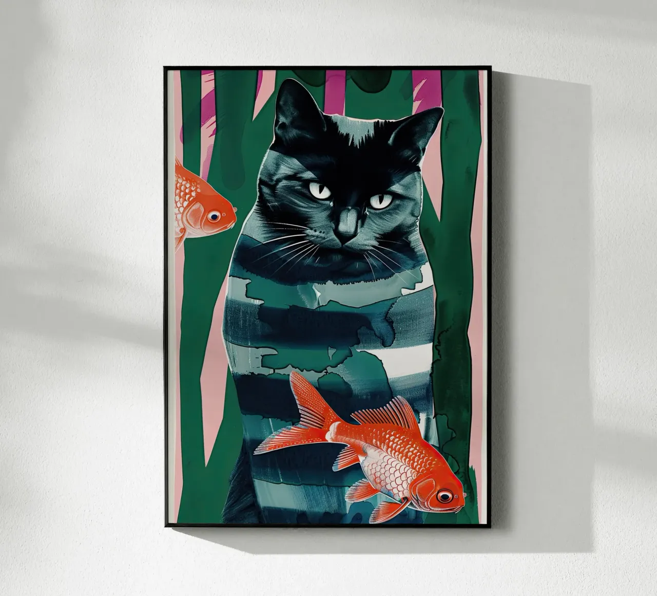 gatto nero e pesce rosso plexiglass da DaarbyN
