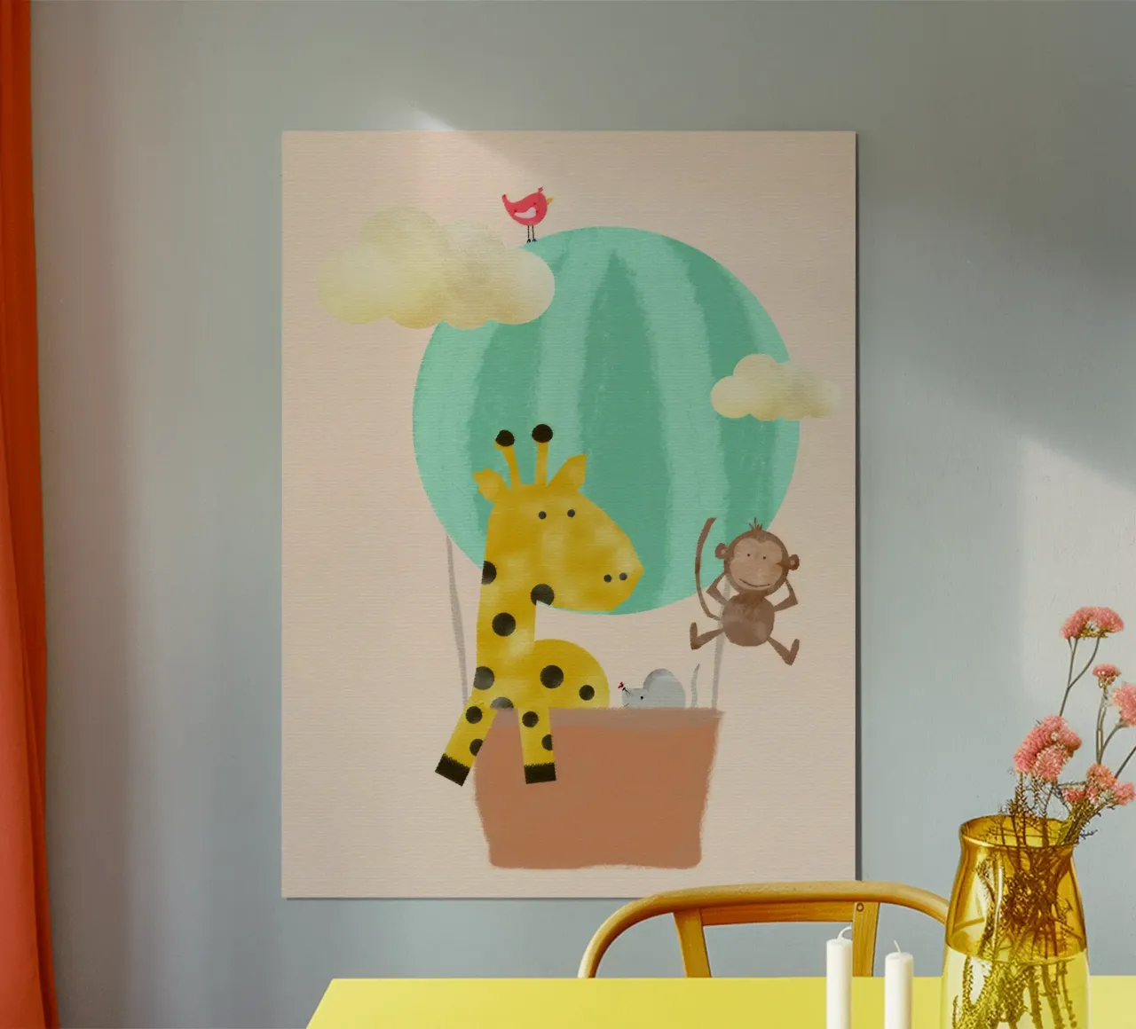 Freunde im Heißluftballon poster avec cadre en aluminium de maramirage
