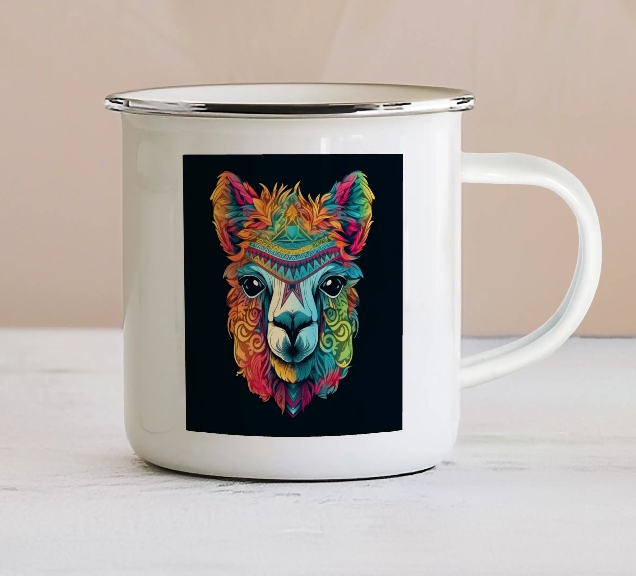 Tatoo Alpaca tazza in smalto da Animal Portraits