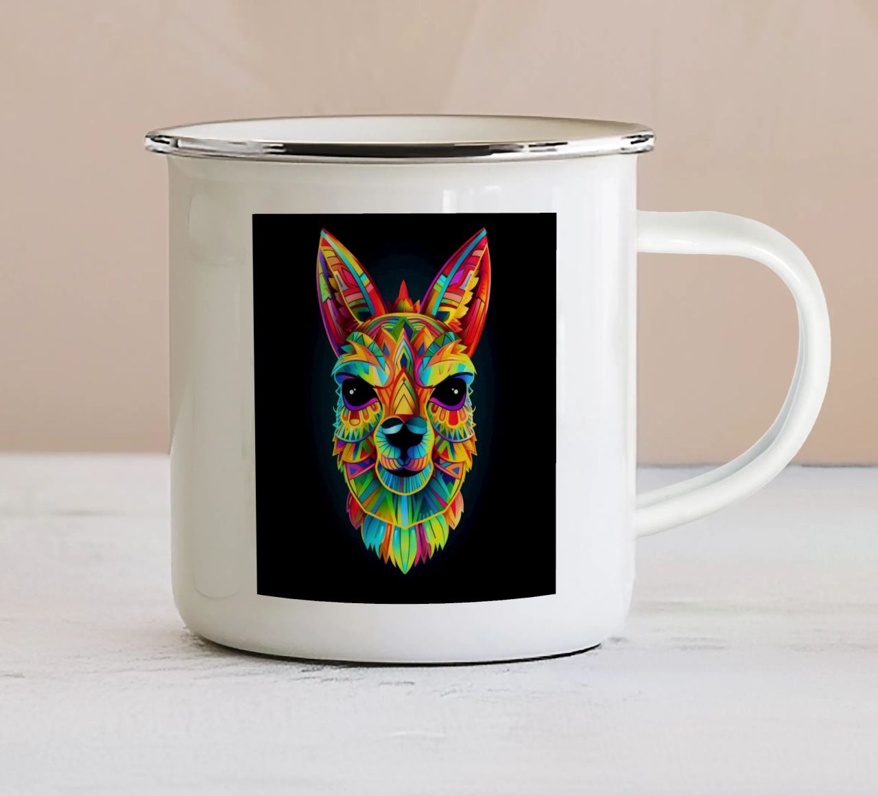 Tatoo Alpaca tazza in smalto da Animal Portraits