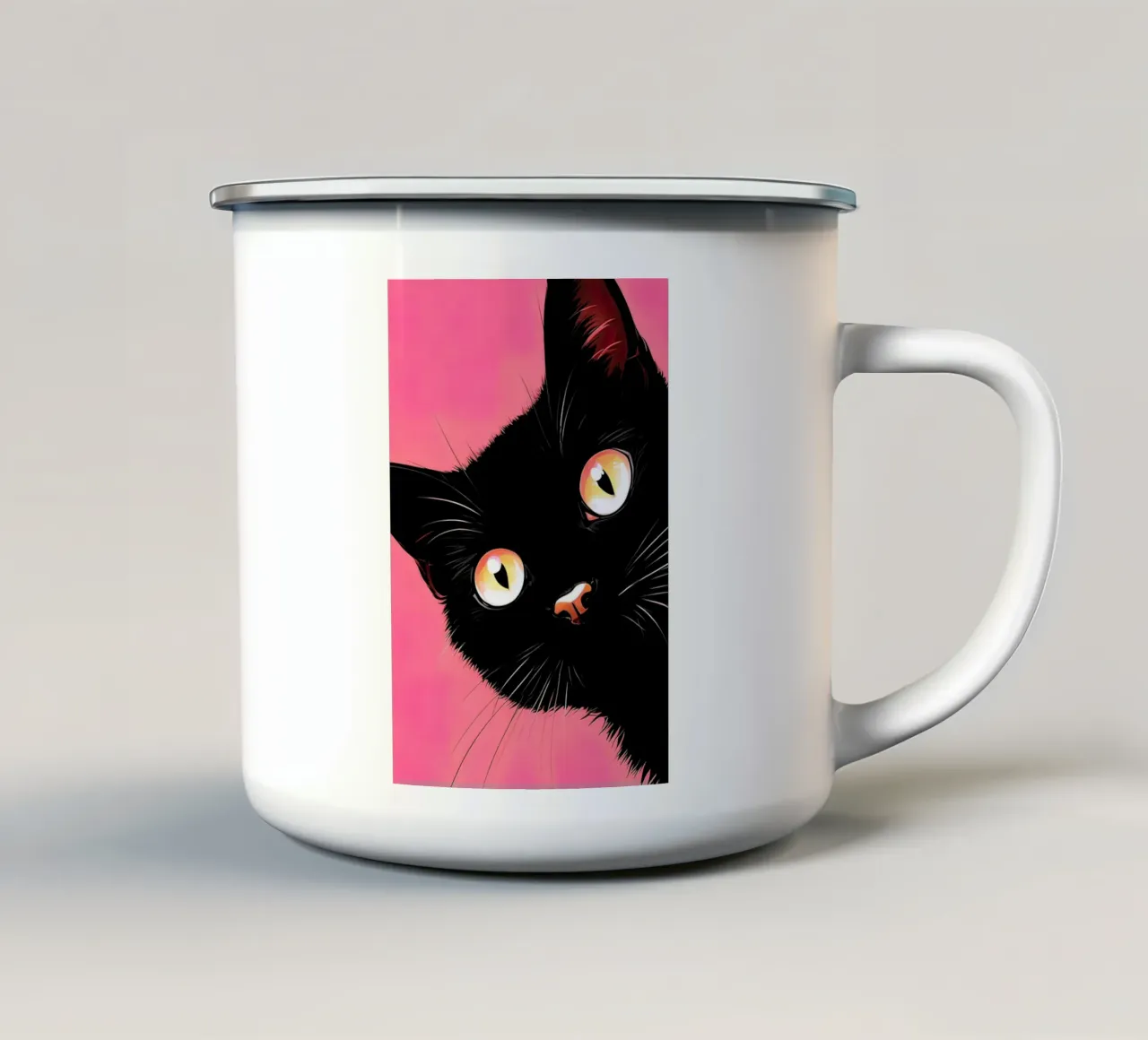 gatto curioso tazza in smalto da ARTVI-SHOP