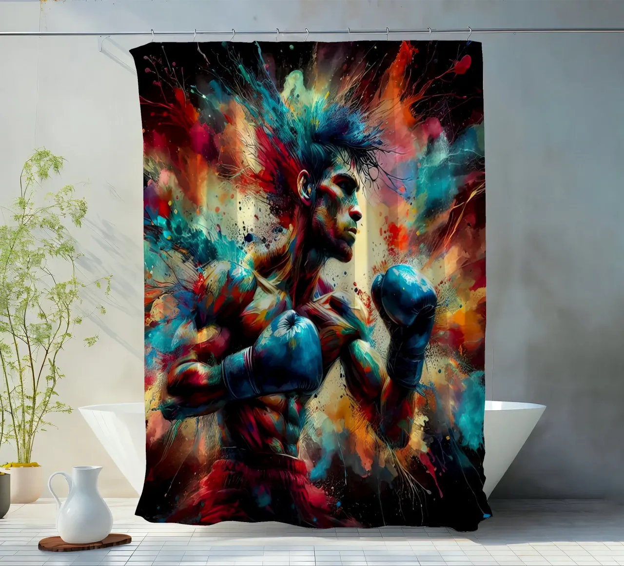 Boxer in acquerello tenda da doccia da 🎁 ARTVI-SHOP