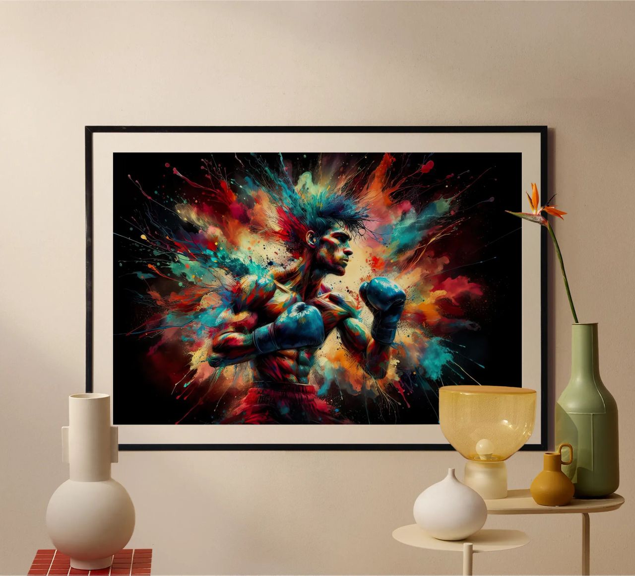 Boxer in Aquarell Poster von ARTVI-SHOP