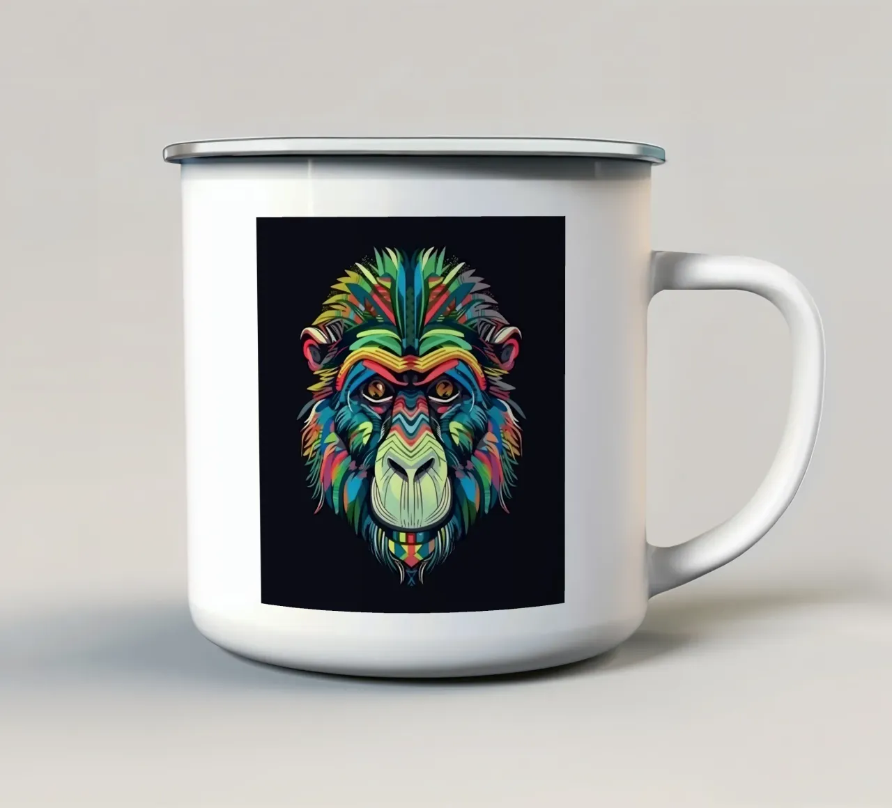 Tatoo Baboon mug en émail de Animal Portraits