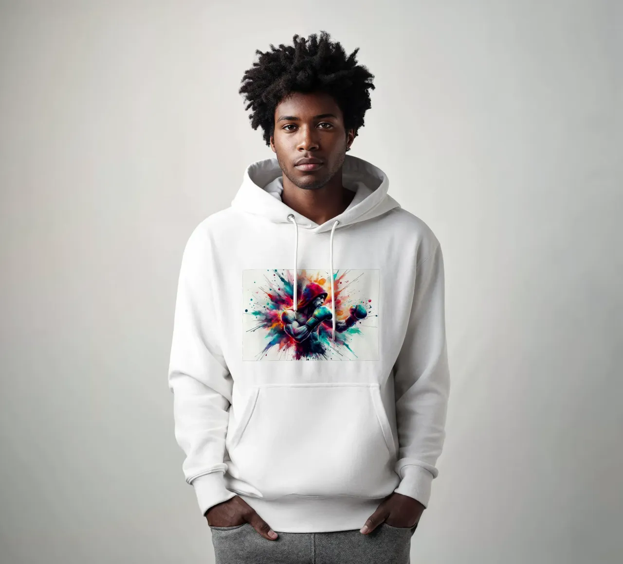 Boxer in acquerello felpa con cappuccio da ARTVI-SHOP