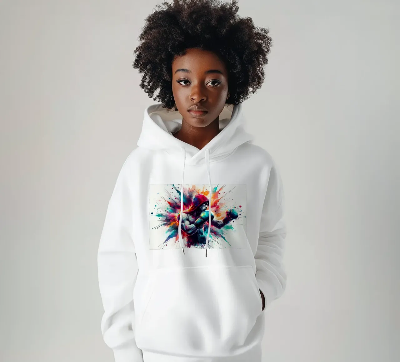 Boxer in acquerello felpa con cappuccio da ARTVI-SHOP