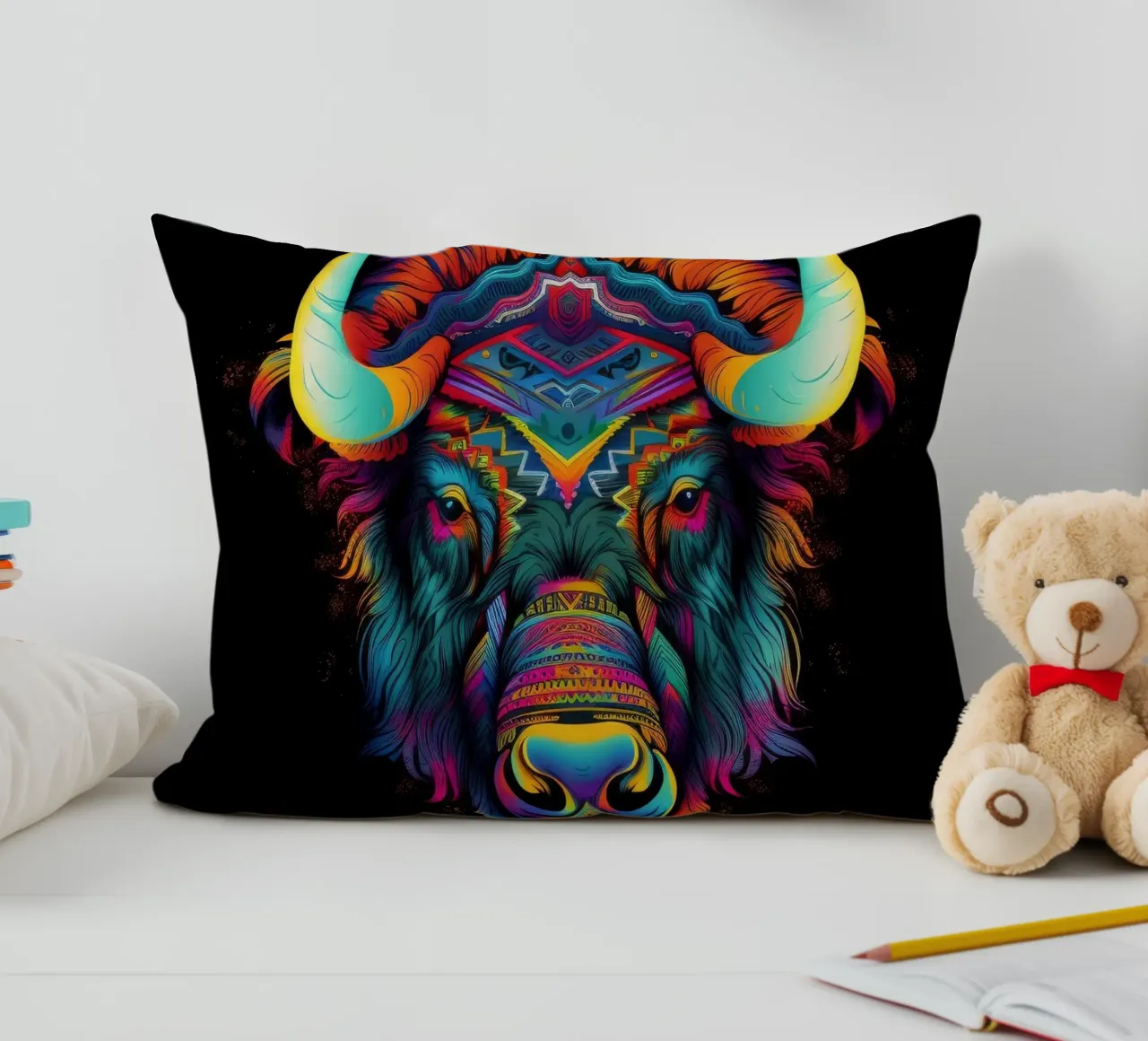 Bisonte Tatoo cuscino da Animal Portraits
