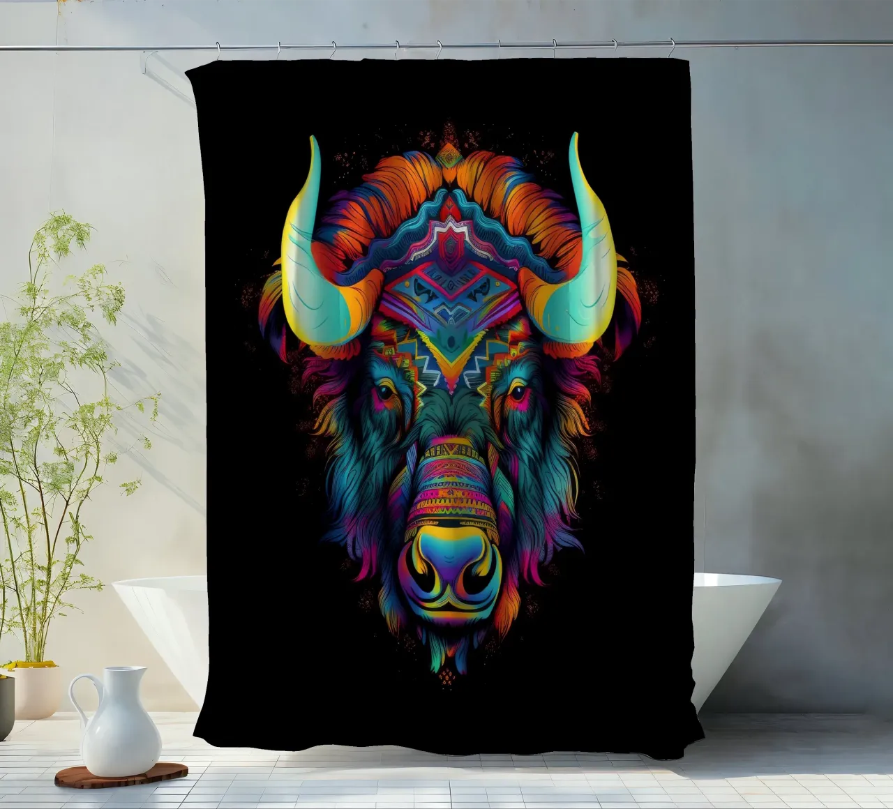 Bisonte Tatoo tenda da doccia da Animal Portraits