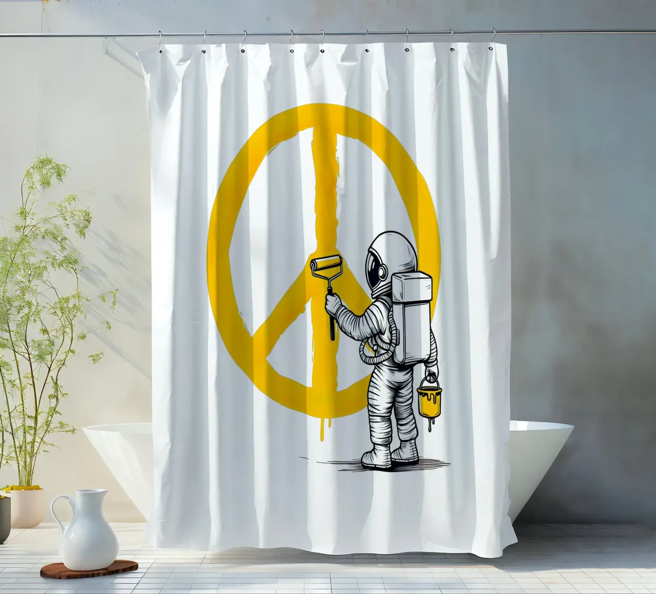 Hippie astronaut shower curtain by 🥝 KIWI STORE