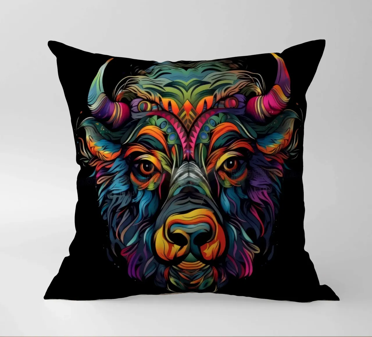Bisonte Tatoo cuscino da Animal Portraits