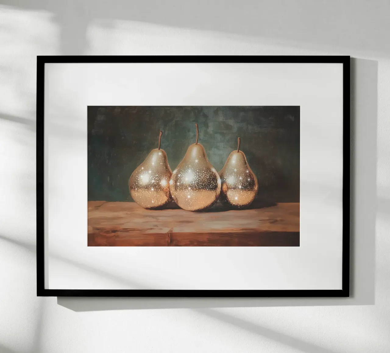 Pere d'oro Natura morta poster con telaio in alluminio da Melloi Art Print
