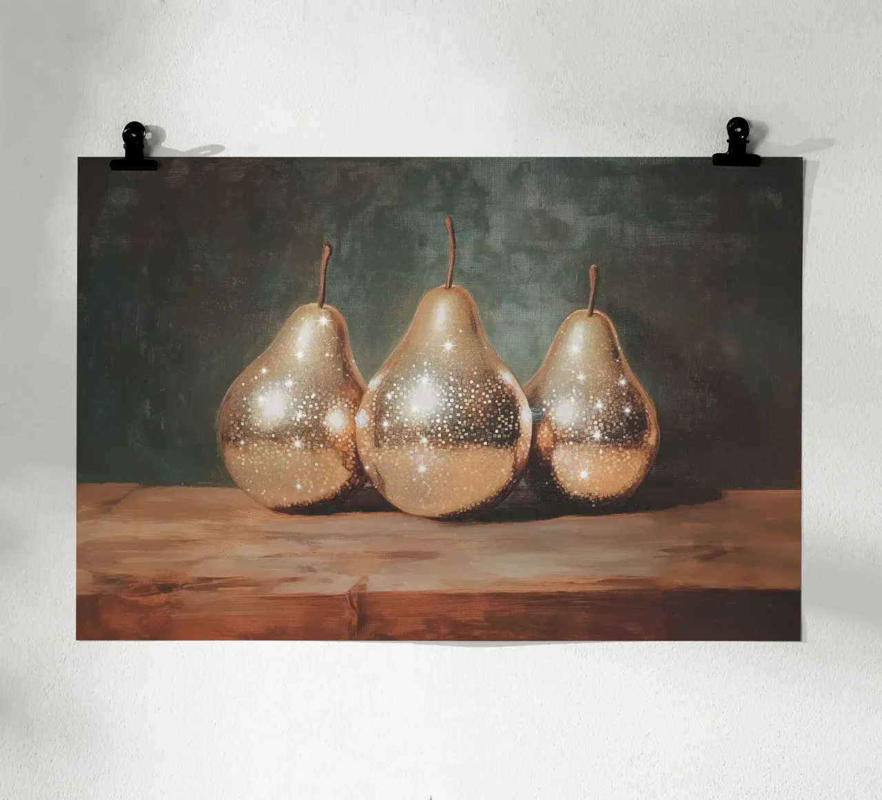 Pere d'oro Natura morta poster con telaio in alluminio da Melloi Art Print