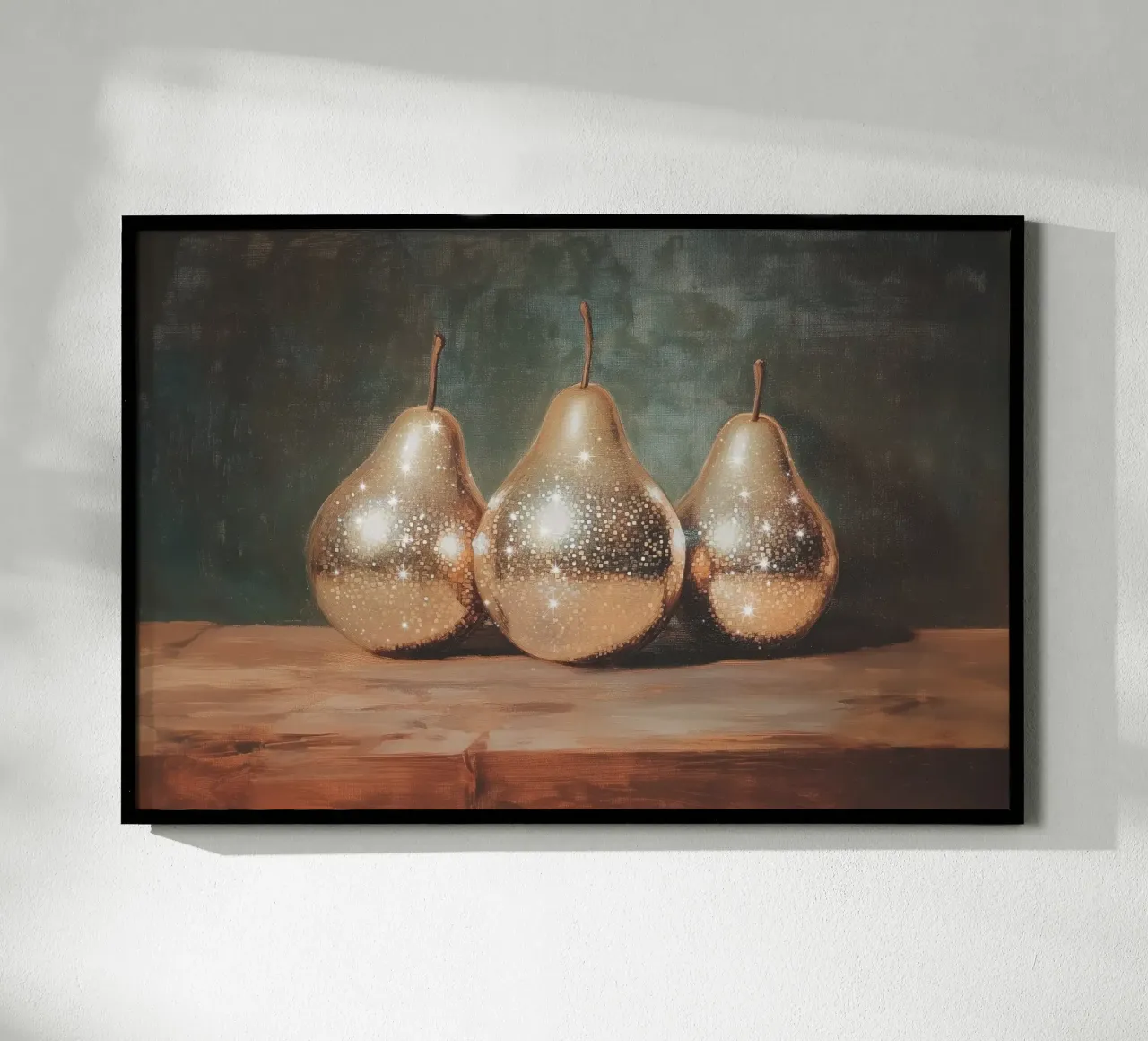 Pere d'oro Natura morta poster con telaio in alluminio da Melloi Art Print