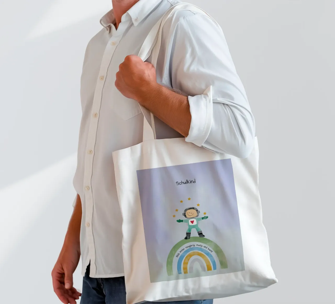 Schulkind - kleiner Astronaut borsa in juta da maramirage