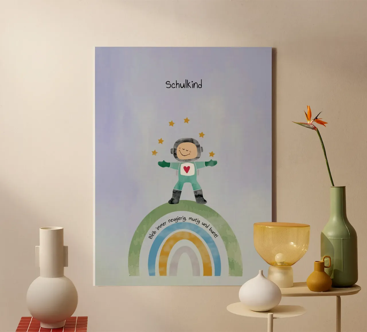 Schulkind - kleiner Astronaut tela con Cornice a cassetta da maramirage