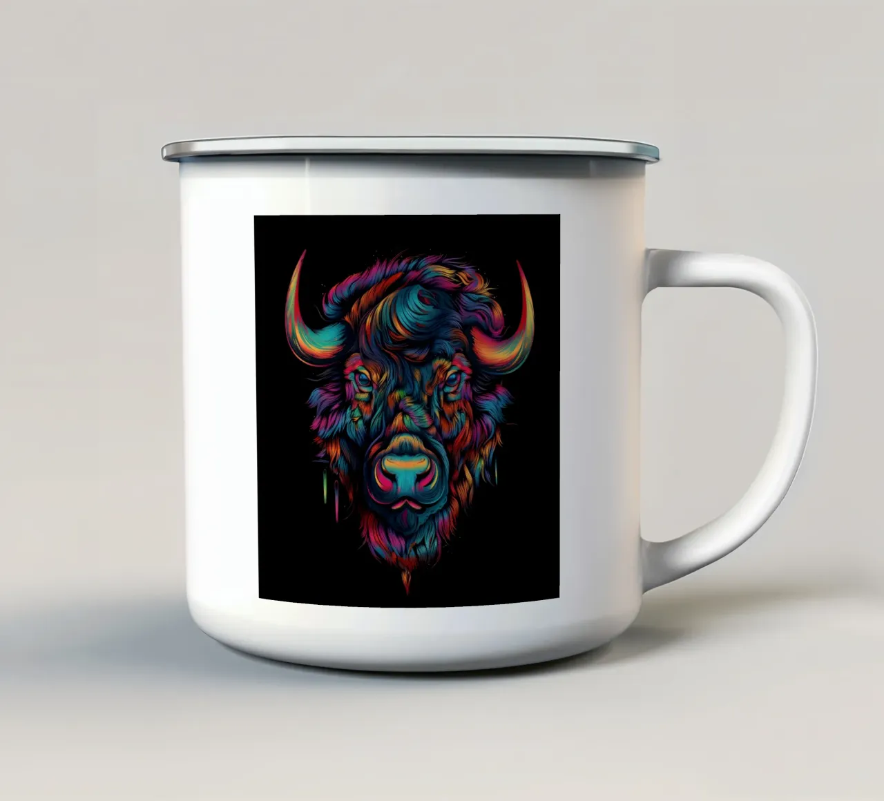 Bisonte Tatoo tazza in smalto da Animal Portraits
