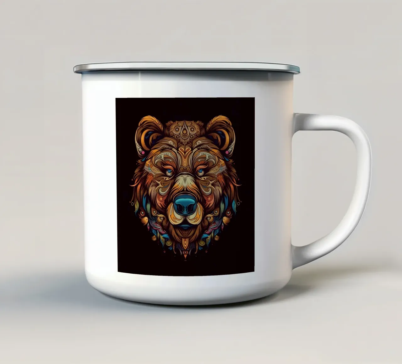Tatoo Orso Marrone tazza in smalto da Animal Portraits