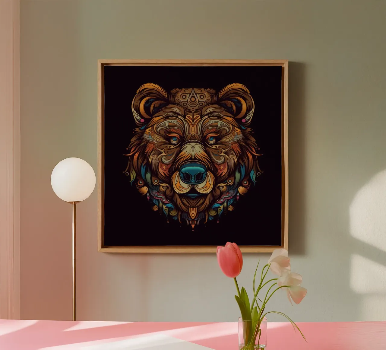 Tatoo Orso Marrone tela con Cornice a cassetta da Animal Portraits