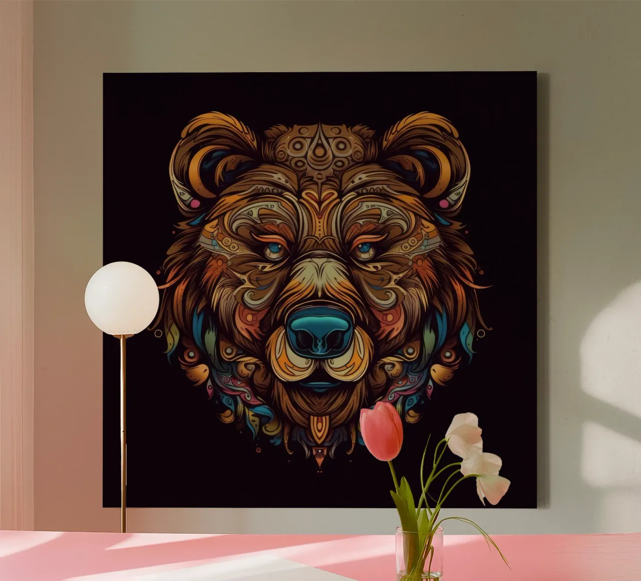 Tatoo Orso Marrone tela con Cornice a cassetta da Animal Portraits
